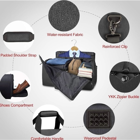 Nubily Carry on Garment Bag Convertible Suit Travel Bag - Picture 5 of 10